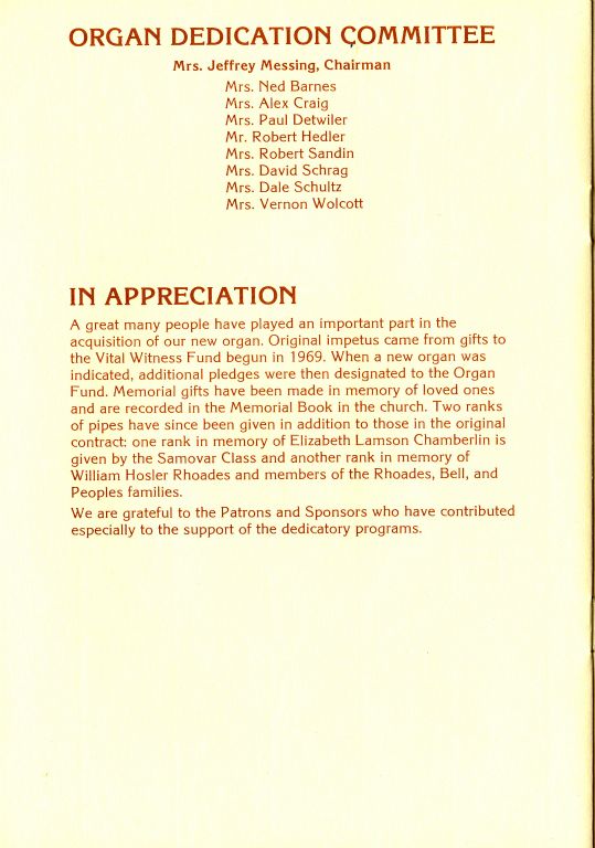 Original dedication brochure